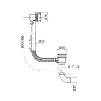 Webert AC0033015 Слив-перелив для ванны - полуавтоматический (хром)
