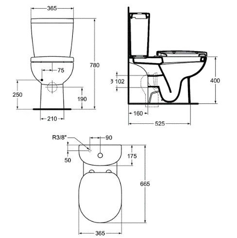 Ideal Standard Connect E804801 Унитаз компакт крышка микролифт (белый ...