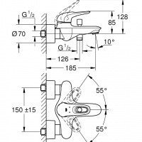 Смеситель для ванны 33591LS3 GROHE Eurostyle New