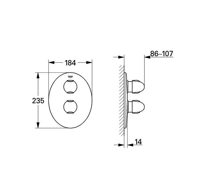 GROHE Taron 19659IN0 - Термостатический смеситель для ванны | душа ...