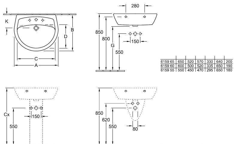 Раковина 61596201 VILLEROY&BOCH OMNIA Pro, 600х500 мм, в магазине ...