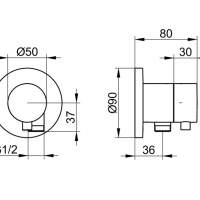 Keuco Ixmo 59557051101 Запорный вентиль с переключателем на 2 положения и подключением душевого шланга - внешняя часть (никель шлифованный)
