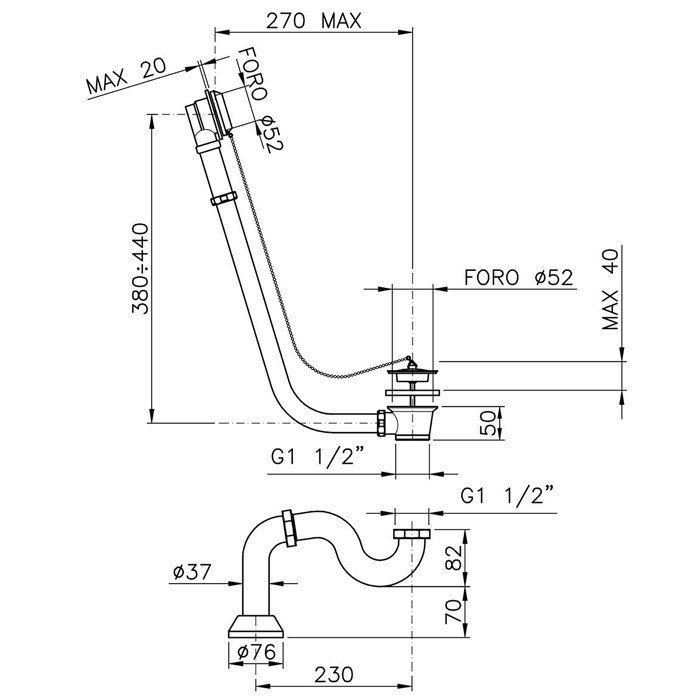 Nicolazzi Scarichi 5564BZ Автоматический слив-перелив для ванны (бронза ...