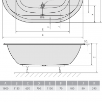 Акриловая ванна ALPEN Eola 190 15111, гарантия 10 лет, овальная форма, объём 368 литров, цвет - euro white (европейский белый)
