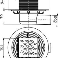 AlcaPlast APV102 Душевой трап | комплект с дизайн-решёткой 105*105 мм (нержавеющая сталь)
