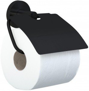 NOFER Niza 16858.BK Держатель для туалетной бумаги с крышкой (черный)