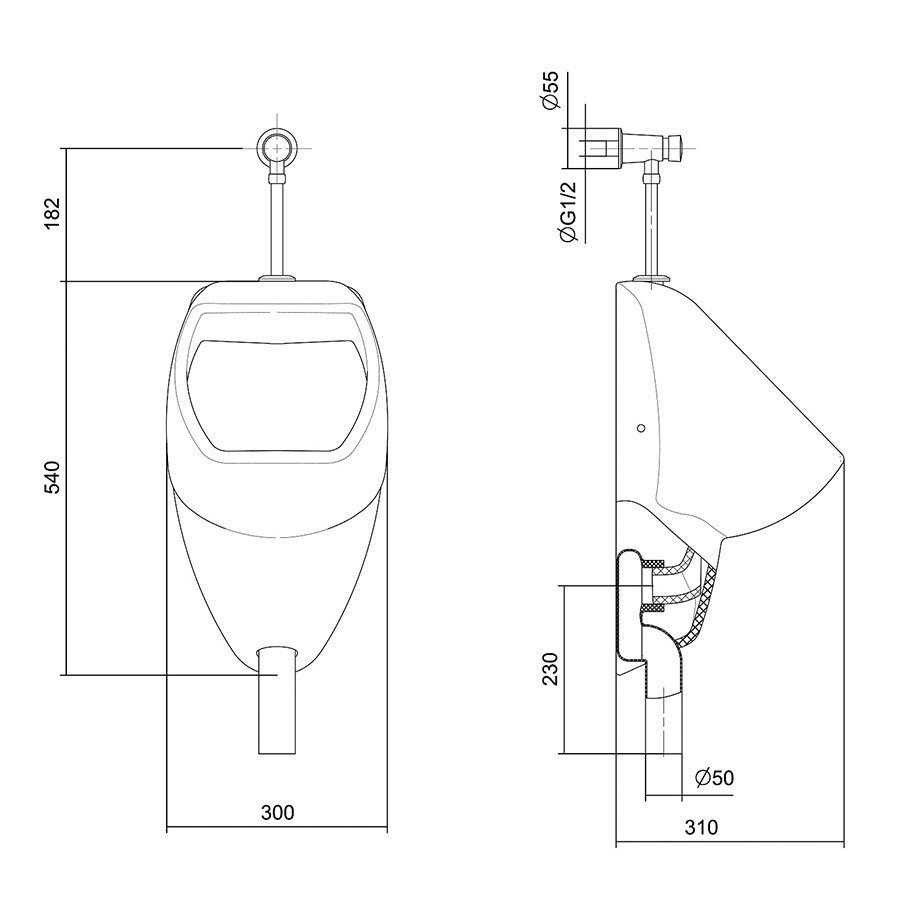 Santek Гала 1.WH30.1.774 Писсуар подвесной (белый), купить в интернет ...