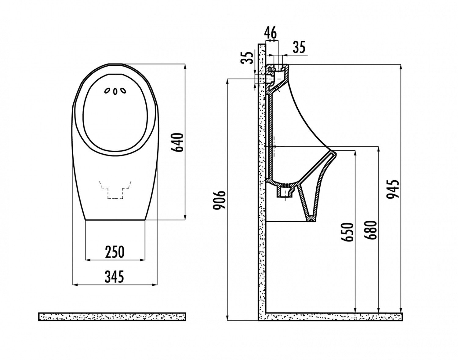 Высота установки писсуара снип