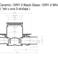 PESTAN Standard Dry White Glass 2 13000176 Душевой трап 100*100 мм - готовый комплект для монтажа с декоративной решёткой (белое стекло | золото)