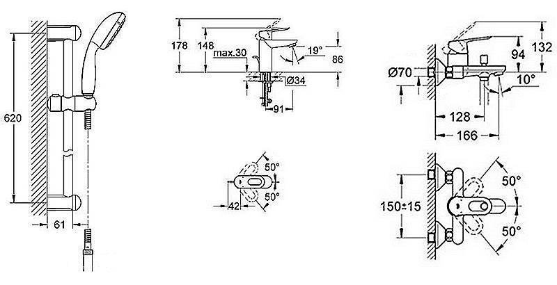 Смесители для ванной комнаты Grohe BauLoop 121827 (3 в 1), в интернет ...