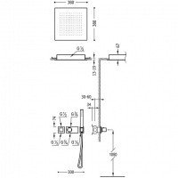 Tres Block System 20725204 Душевая система - комплект с термостатом (хром)