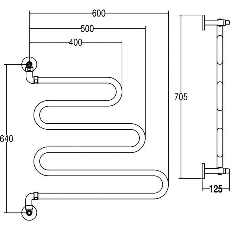 Margaroli Vento 405GO Водяной полотенцесушитель 600 мм (золото), купить ...