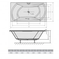 Акриловая ванна ALPEN Salsa 190 44119, гарантия 10 лет, прямоугольная форма, объём 280 литров, цвет - euro white (европейский белый)