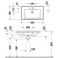 Duravit D-Neo 23678000001 Раковина для мебели 800*480 мм (белый)