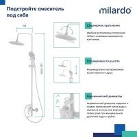 MILARDO Rora RORWT4FM06 Душевая система - комплект со смесителем с функцией наполнения ванны (белый матовый)