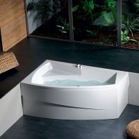 Акриловая ванна ALPEN Evia 170 R 22611, гарантия 10 лет, асимметричная форма, объём 255 литров, цвет - euro white (европейский белый)
