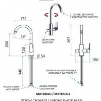 REMER Dream D79DW Высокий смеситель для кухни с функцией подачи питьевой воды (хром)