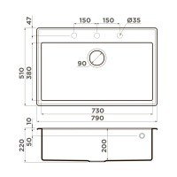 OMOIKIRI Tedori 4993955 Мойка для кухни 79*51 см (платина)