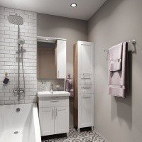 IDDIS Sena SEN6000i99 Зеркало для ванной комнаты с боковым шкафчиком 600*839 мм (белый | дерево)