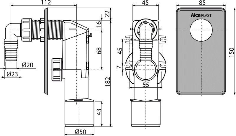 AlcaPlast APS3 Сифон для стиральной машины, купить в магазине ...