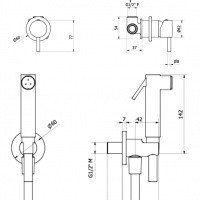 IB Rubinetti Milanotorino KMT305NP Гигиенический душ - комплект со смесителем (Черный матовый)