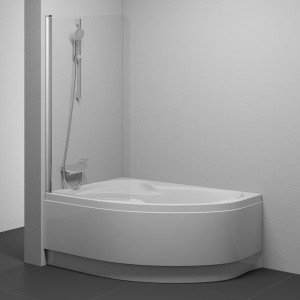 Ravak Rosa CVSK1 7QLS0100Y1 Шторка для ванны 1600 и 1700 мм - левая (белый профиль | прозрачное стекло)