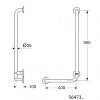 Угловой опорный поручень S6473MY Ideal Standard CONTOUR 21 (нерж.сталь)