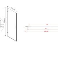 Vincea Flex VDP-1F900CGB Душевая дверь 900*2000 мм (профиль черный матовый | витраж тонированное стекло)