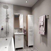 IDDIS Sena SEN5000i99 Зеркало для ванной комнаты с боковым шкафчиком 500*839 мм (белый | дерево)
