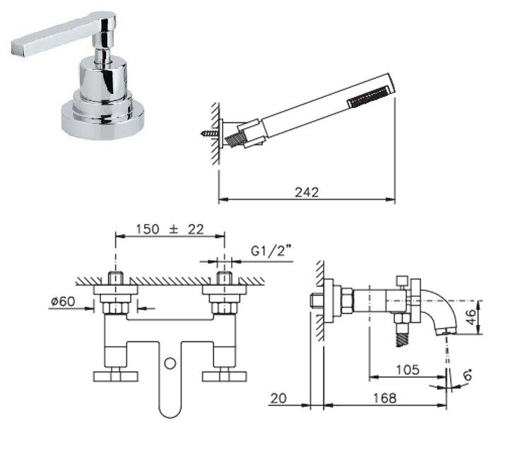 Nicolazzi Mac Kinley 05 2202GO29 Смеситель для ванны (золото), в ...