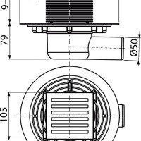 AlcaPlast APV103 Душевой трап | комплект с дизайн-решёткой 105*105 мм (нержавеющая сталь)
