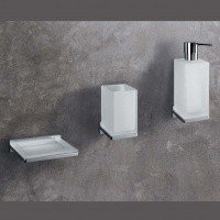 Colombo Design LOOK B1601 - Стеклянная мыльница в комплекте с настенным держателем (матовое стекло - хром)