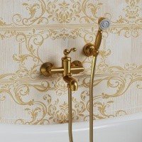 PAINI Duomo 88PJ105 Смеситель для ванны с душевым гарнитуром (золото шлифованное)