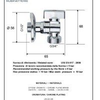 REMER 26112 Угловой вентиль для подключения смесителя ½ * ¾ (хром)