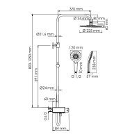 WasserKRAFT Aller A113.067.101.CH Душевая система - комплект с термостатом с функцией наполнения ванны (хром | белый)