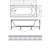 Акриловая ванна ALPEN Fontana 170x75 AVB0008, гарантия 10 лет, прямоугольная форма, объём 180 литров, цвет - snow white (белоснежный)