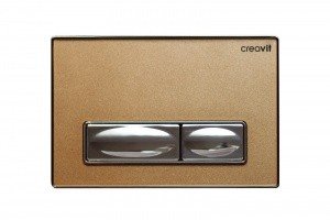 Creavit Design GP4008.00 Накладная панель смыва для унитаза (стекло золото | нержавеющая сталь)