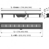 AlcaPlast Simple APZ10BLACK-850BRASS Душевой трап 850 мм | комплект с перфорированной решёткой (латунь)
