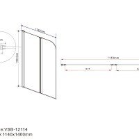 Vincea VSB-12114CH-L Шторка для ванны 1140*1400 мм (профиль хром | витраж стекло "шиншилла")