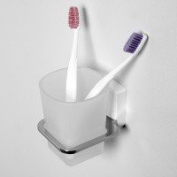 WasserKRAFT Leine K-5028WHITE Стакан для зубных щёток подвесной (хром | белый)