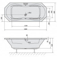 Акриловая ванна ALPEN Fuga 180 31111, гарантия 10 лет, неправильная форма, объём 235 литров, цвет - euro white (европейский белый)