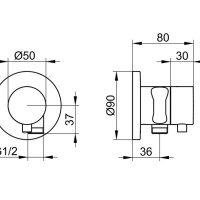 Keuco Ixmo 59556011201 Переключающий вентиль | дивертор на 2 положения с подключением душевого шланга и держателем душа - внешняя часть (хром)