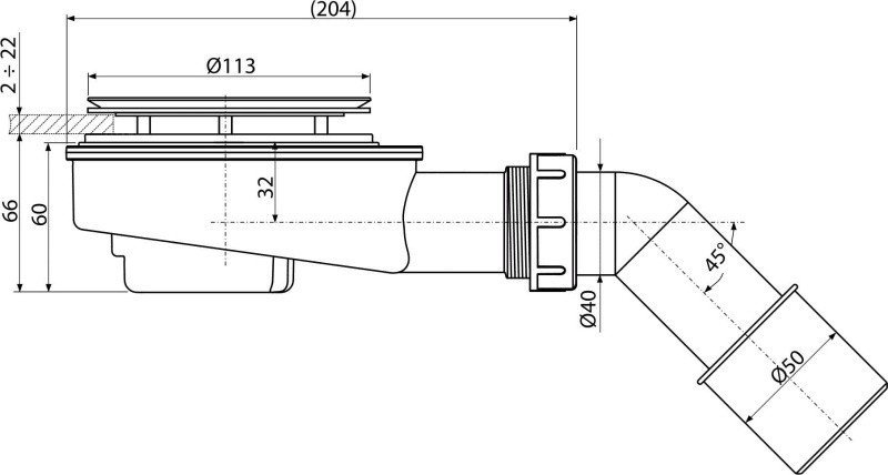 AlcaPlast A492 Низкий сифон для душевого поддона | слив O 90 мм, в ...