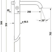 Duravit C.1 C15250000010 Напольный смеситель для ванны - внешняя часть (хром)