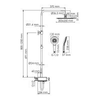 WasserKRAFT Aller A113.069.101.CH Душевая система - комплект с термостатом с функцией наполнения ванны (хром | белый)