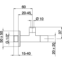 Cisal ZA00291024 Угловой вентиль для подключения смесителя 1/2" (золото)