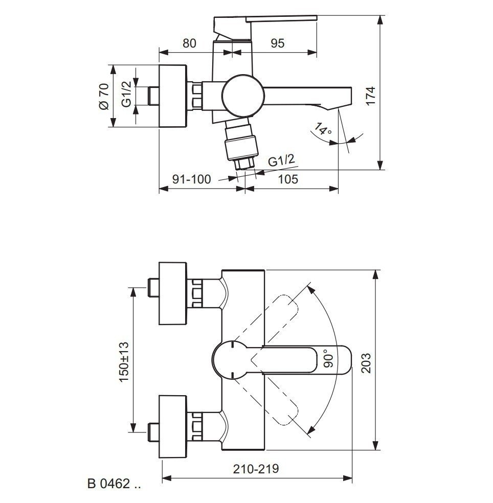 Ideal Standard IdealSmart B0462AA Настенный смеситель для ванны (хром ...