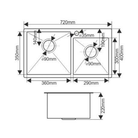 MELANA Profline S7240H Мойка для кухни двойная 72*40 см (сатин), купить ...