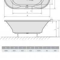 Акриловая ванна ALPEN IO 180 16611, гарантия 10 лет, овальная форма, объём 305 литров, цвет - euro white (европейский белый)