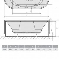 Акриловая ванна ALPEN IO W 180 16939, гарантия 10 лет, овальная форма, объём 305 литров, цвет - euro white (европейский белый)